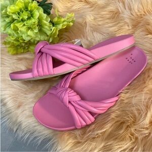 Pink Slides Sandal Slip On Shoes With Twist Knot Accent Sz 9.5 NEW!